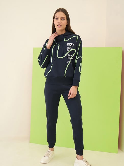 Sweet Dreams Navy Fleece Geometric Tracksuit-picture-12