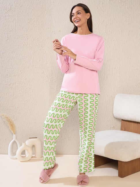 Sweet Dreams Pink-A-Boo Cotton Solid Pyjama Set-picture-10
