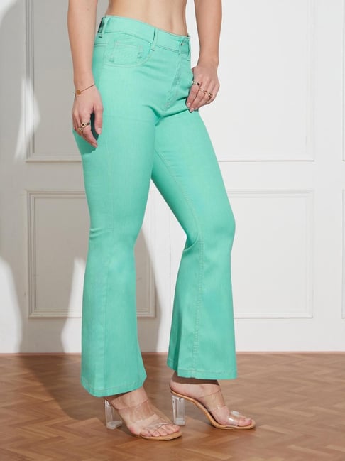 Miss Chase Turquoise Denim Solid Jeans-picture-33
