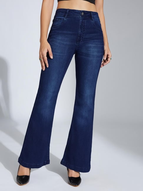 Miss Chase Navy Blue Denim Solid Jeans-picture-19