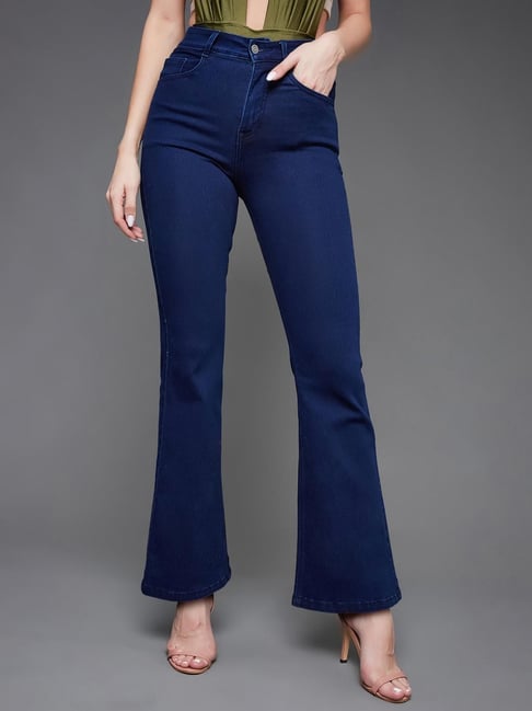 Miss Chase Navy Blue Denim Solid Jeans-picture-21
