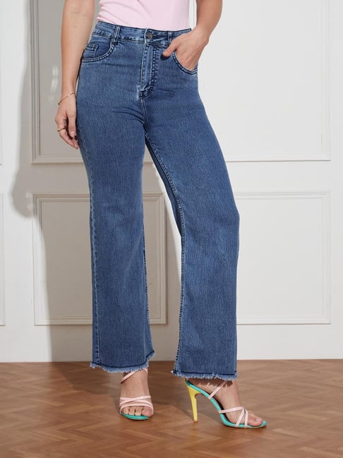Miss Chase Navy Blue Denim Solid Jeans-picture-24