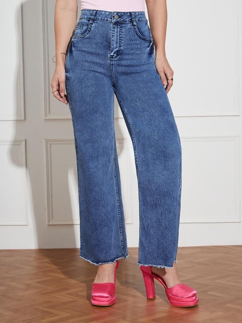 Miss Chase Navy Blue Denim Solid Jeans-picture-10