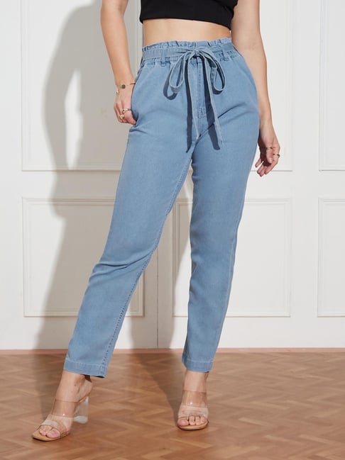 Miss Chase Light Blue Denim Solid Jeans-picture-32