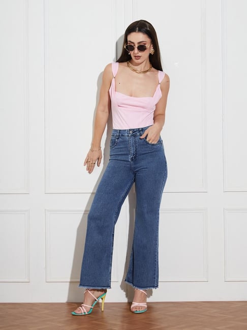 Miss Chase Navy Blue Denim Solid Jeans-picture-23