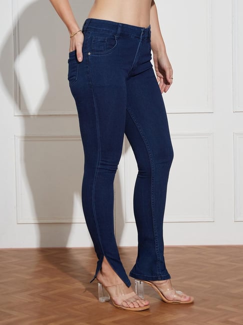 Miss Chase Navy Blue Denim Solid Jeans-picture-42