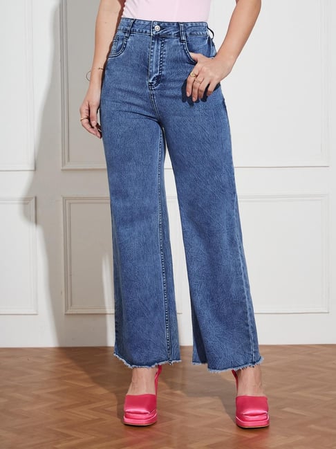 Miss Chase Navy Blue Denim Solid Jeans-picture-15