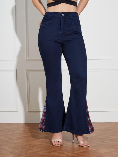 Miss Chase Navy Blue Denim Solid Jeans-picture-36