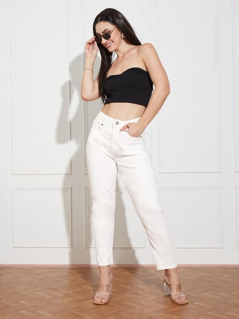 Miss Chase White Denim Solid Jeans-picture-23