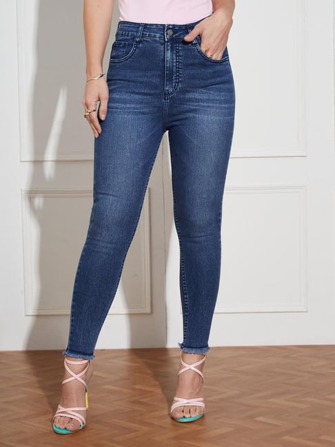 Miss Chase Navy Blue Denim Solid Jeans-picture-29