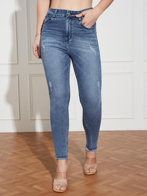 Miss Chase Blue Denim Solid Jeans-picture-32
