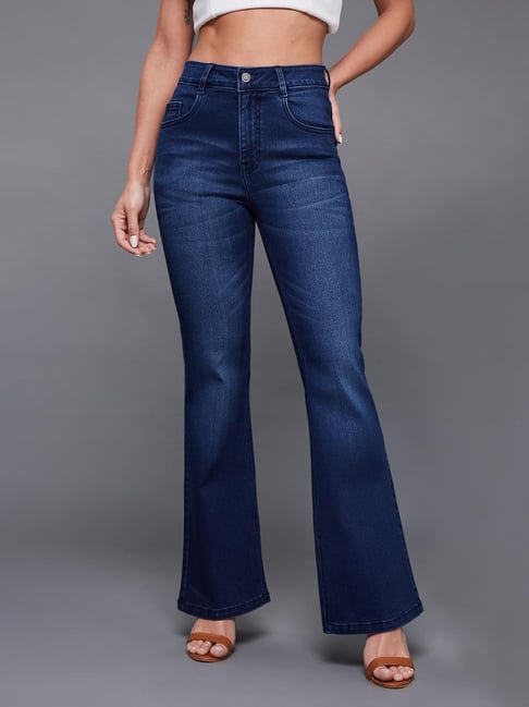 Miss Chase Navy Blue Denim Solid Jeans-picture-34