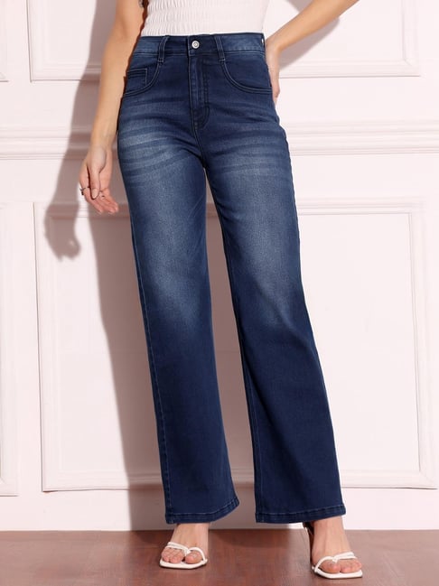 Miss Chase Navy Blue Denim Solid Jeans-picture-27