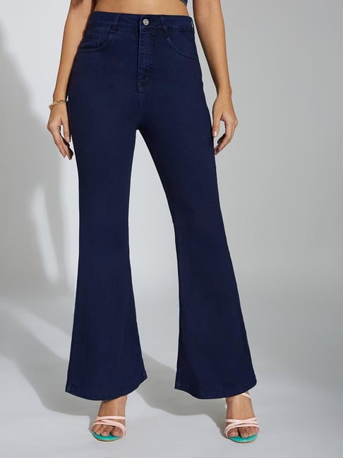 Miss Chase Navy Blue Denim Solid Jeans-picture-38