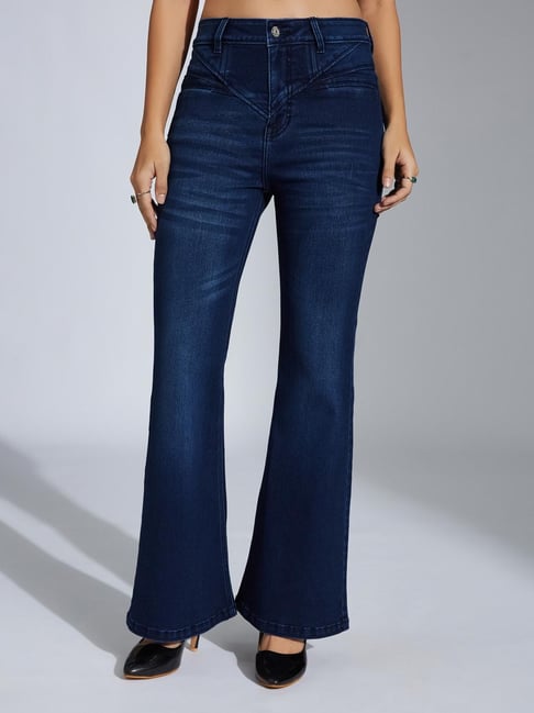 Miss Chase Navy Blue Denim Solid Jeans-picture-33