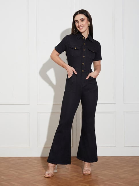 Miss Chase Black Denim Solid Jumpsuit-picture-36