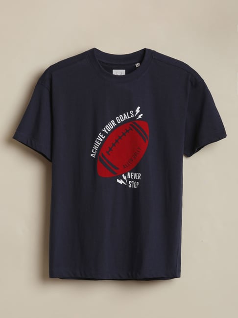 Allen Solly Boys Navy Cotton Regular Fit Graphic Print T-Shirt-picture-44