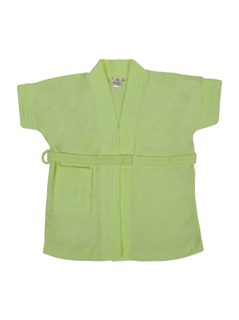 Creeva Parrot Green Micro Terry Melodious Kids Bathrobe (3-4 Y)