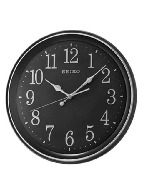 Seiko Black Elegant Round Full Figure Medium Analog Wall Clock With Sweep Movement-image-37