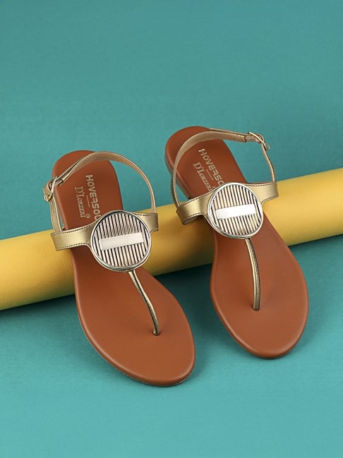 Hoversoul X D'Lorzeri Women's Zivelle Golden T-Strap Sandals-picture-16