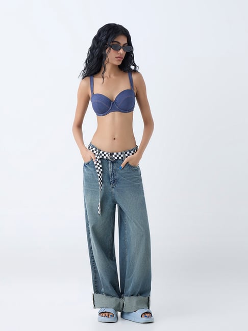 Superstar by Westside Dark Blue Denim Balconette Underwired Bra
