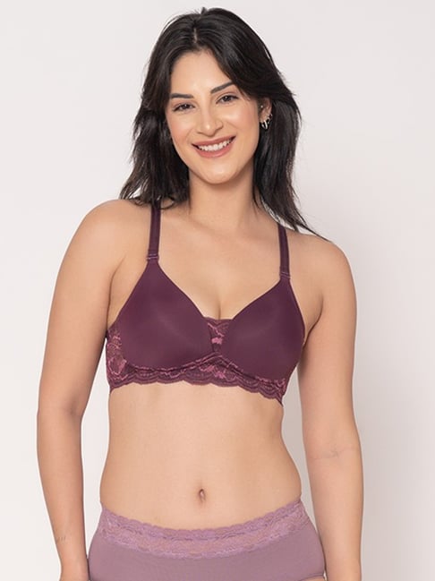 Chelvet Maroon Nylon Solid Lightly Padded Non-Wired Medium Coverage Everyday Bra-picture-30