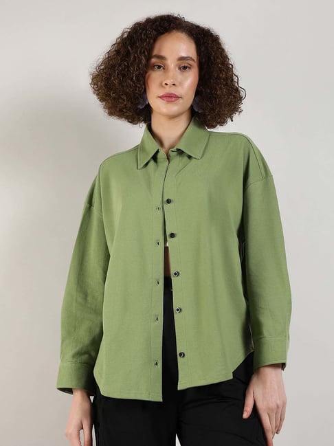 pinacolada Campus Sutra Green Cotton Regular Fit Shirt-picture-26