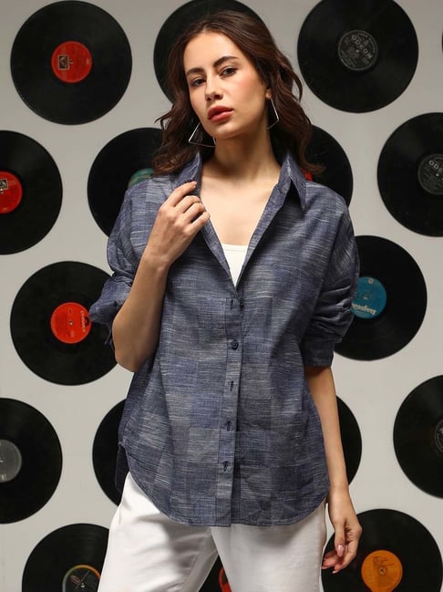 Campus Sutra Blue Regular Fit Checked Shirt-picture-25