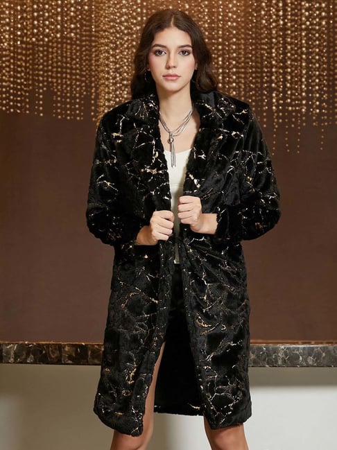 pinacolada Campus Sutra Black Regular Fit Textured Coat-picture-18