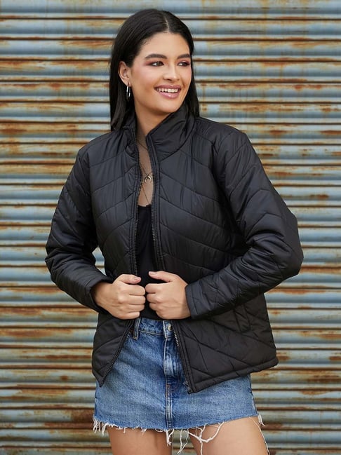 Campus Sutra Black Regular Fit Jacket