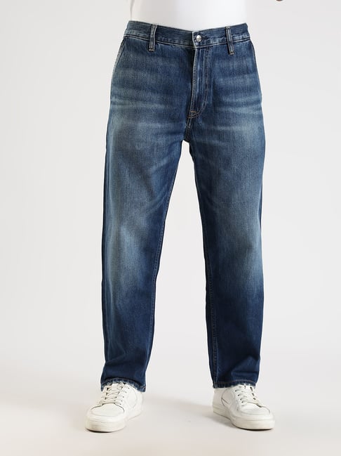 Calvin Klein Jeans Navy Cotton Tapered Fit Jeans-picture-41
