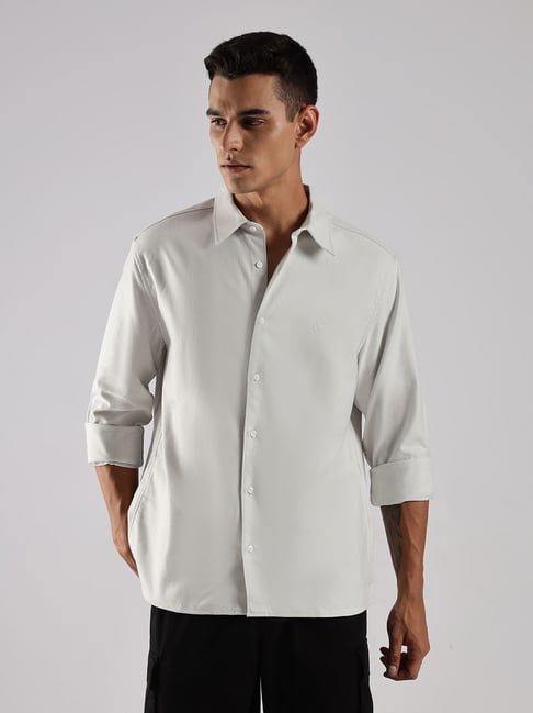 Calvin Klein Jeans Light Grey Cotton Comfort Fit Shirt-picture-38