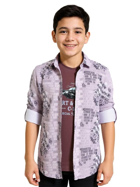 Cavio Boys Pink Printed Regular Fit Shirt-picture-21