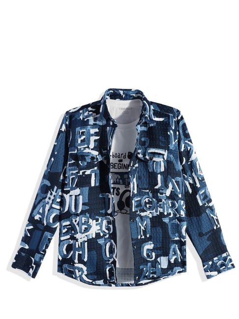 Charchit Boys Blue Printed Regular Fit Shirt-picture-39