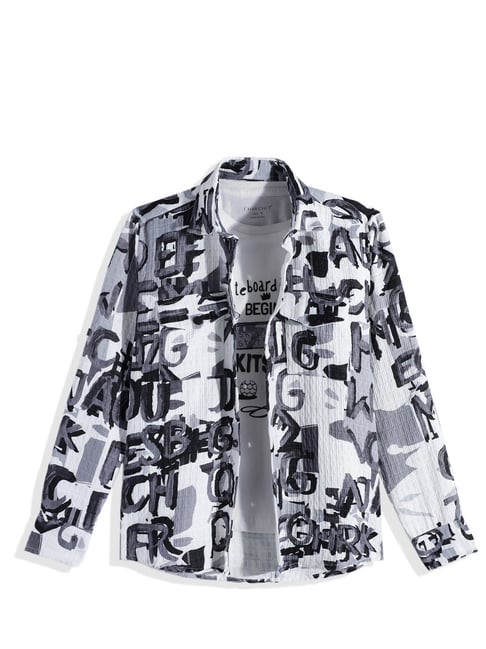 Charchit Boys White Printed Regular Fit Shirt-picture-35