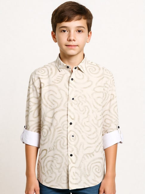 Charchit Boys Khaki Cotton Printed Regular Fit Shirt-picture-33