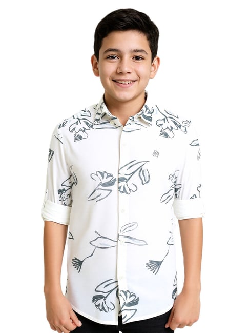 Charchit Boys Darkgreen Cotton Printed Regular Fit Shirt-picture-38