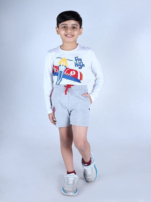 3PIN Boys Grey Cotton Regular Fit Printed Shorts-picture-17