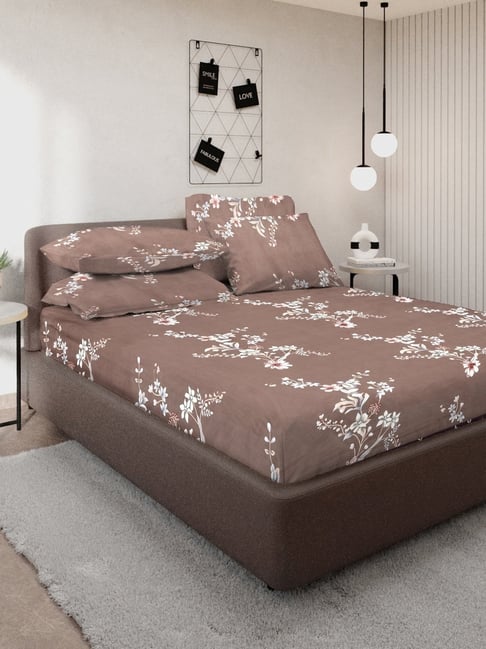 Klotthe Multicolor Cotton Blend Printed 300 TC King Fitted Bedsheet with 2 Pillow Covers-picture-26