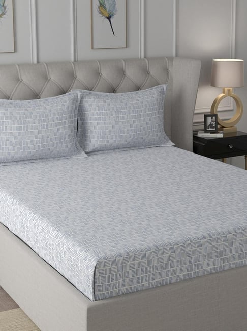 Maspar Backyard Patio Blue Cotton Printed 144 TC Double Bedsheet with 2 Pillow Cover-picture-13