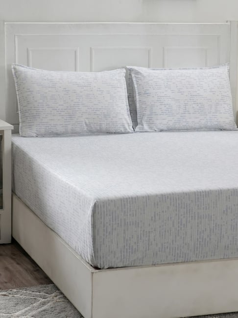 Maspar Optimist Bloom Blue Cotton Printed 144 TC King Bedsheet with 2 Pillow Cover-picture-34