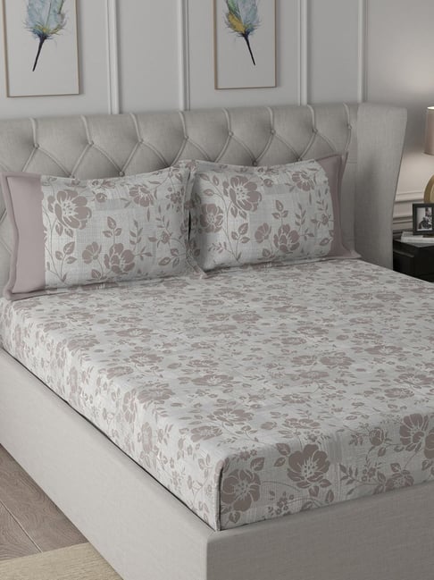 Maspar Backyard Patio Brown Cotton Printed 200 TC Single Bedsheet with 1 Pillow Cover-image-41