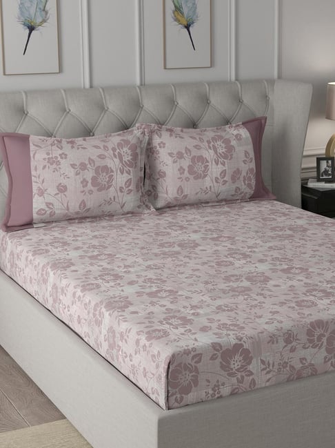 Maspar Backyard Patio Pink Cotton Printed 200 TC Single Bedsheet with 1 Pillow Cover-image-43