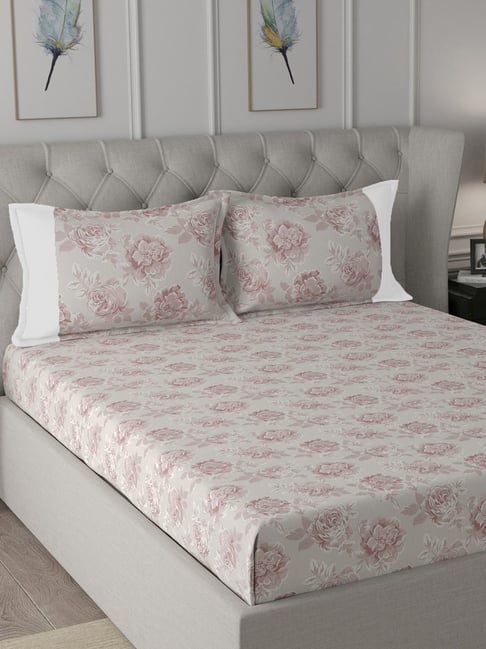 Maspar Backyard Patio Red Cotton Printed 200 TC Single Bedsheet with 1 Pillow Cover-image-47
