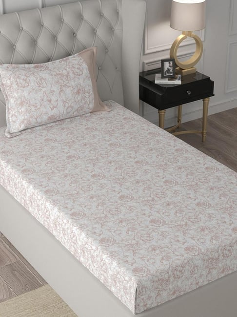 Maspar Exotic Bouquet Red Cotton Printed 200 TC Single Bedsheet with 1 Pillow Cover-image-46