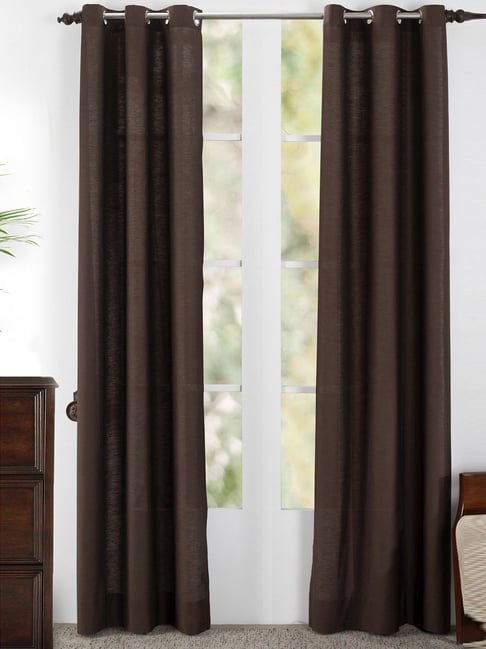 Maspar Brown Viscose Printed Door Curtain - Set of 2-image-28