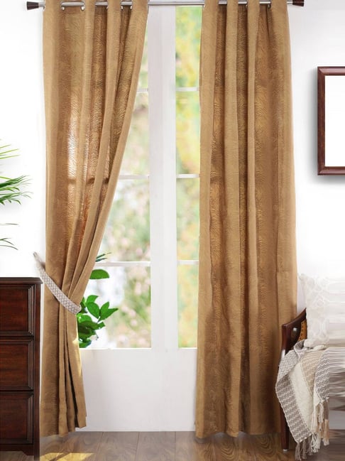 Maspar Yellow Viscose Printed Door Curtain - Set of 2-image-24