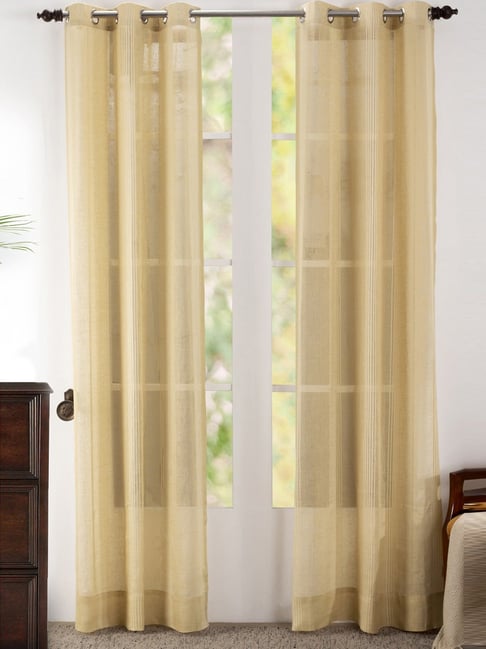 Maspar Yellow Linen Printed Door Curtain - Set of 2-image-23