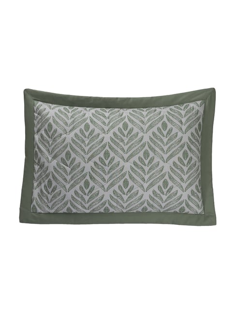 Maspar Global Atelier Green Cotton Blend Printed Pillow Covers & Sham - Set of 2