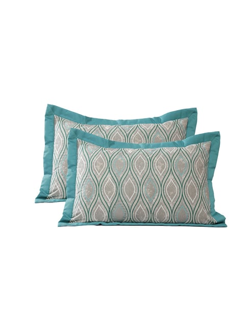 Maspar Eclectic Treasures Green Cotton Blend Printed Pillow Covers & Sham - Set of 2